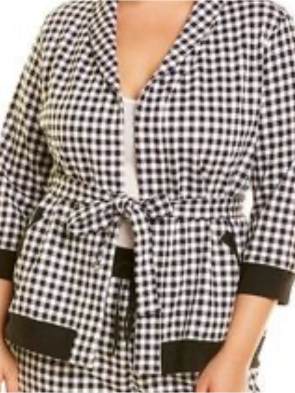 Draper James Size 2x Black and White Gingham Tie-Belt Cardigan